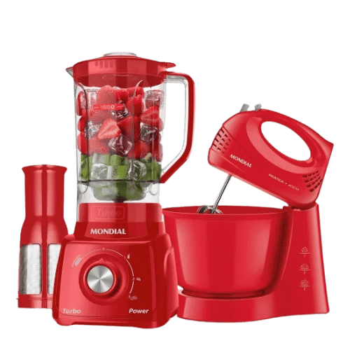 Kit Liquidificador 550W Turbo Power L-99-FR + Batedeira 400W Pr�tica B-44-R 