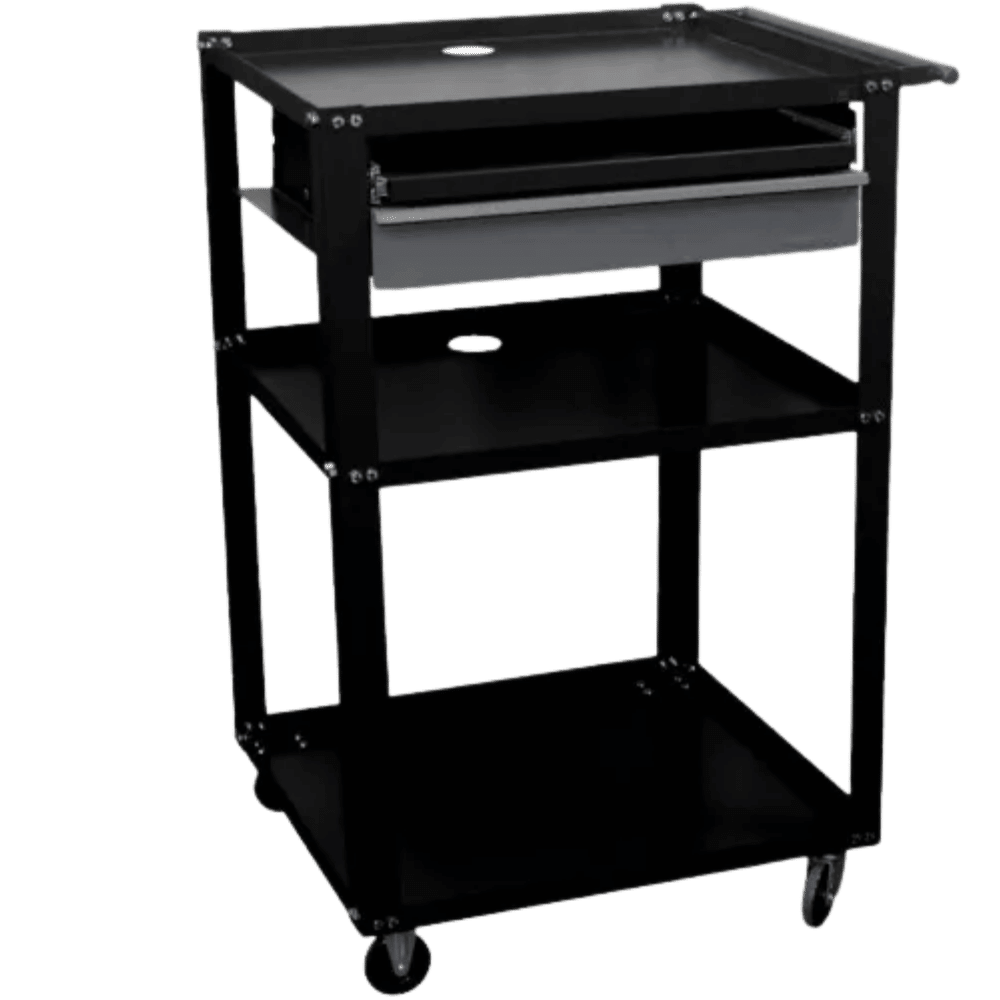 Rack m�vel aberto para computador com gaveta - Dark
