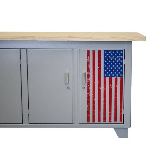 Bancada fechada com 4 portas tampo de madeira - SPEED