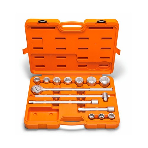 Jogo de soquete estriado de 22 a 50 mm encaixe de 3/4 Jogo de soquete estriado de 22 a 50 mm encaixe de 3/4