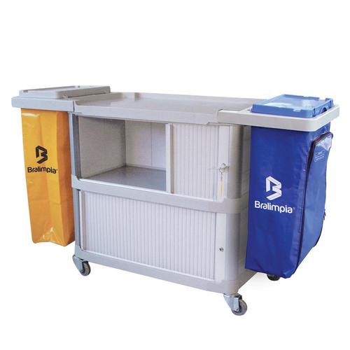 Carro funcional extra 2 bolsas amarela e azul com porta