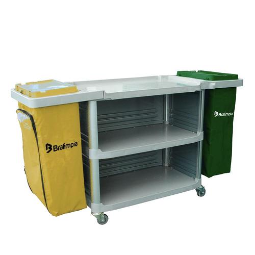 Carro funcional extra 2 bolsas amarela e verde com fechamento Carro funcional extra 2 bolsas amarela e verde com fechamento