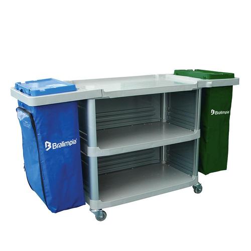 Carro funcional extra 2 bolsas azul e verde com fechamento