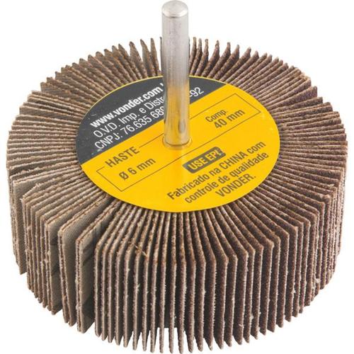 Roda de lixa 80 mm x 30 mm com haste grão 80 Roda de lixa 80 mm x 30 mm com haste grão 80