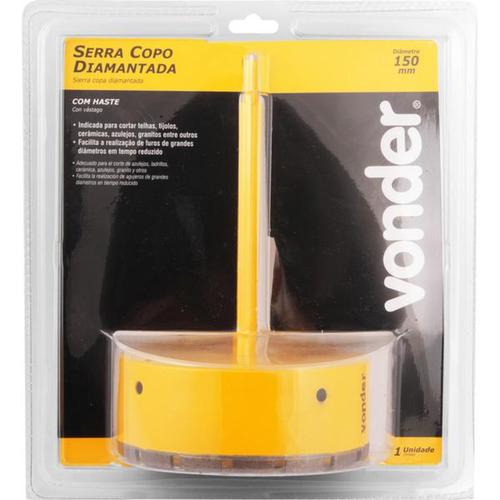 Serra copo diamantada 150 mm com haste de 3/8