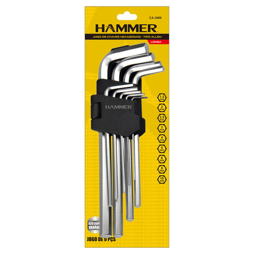 Jogo de chave allen longa 1,5 a 10 mm com 9 pe�as - CA-3000
