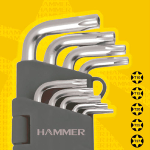 Jogo de chave hexalobular tipo L T10 a T50 9 pe�as