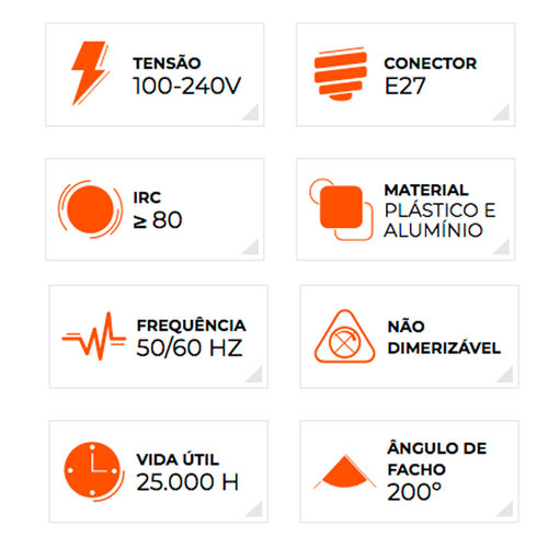 Lmpada led bulbo 12 watts 1055 lmens branca - BDA6-1000-02  110V/220V