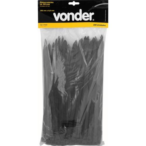 Abraadeira de nylon preta 9 mm x 28 cm com 100 peas