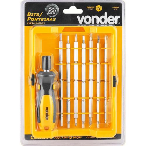 Jogo de ponteiras longas duplas com 8 pe�as encaixe sextavado 1/4