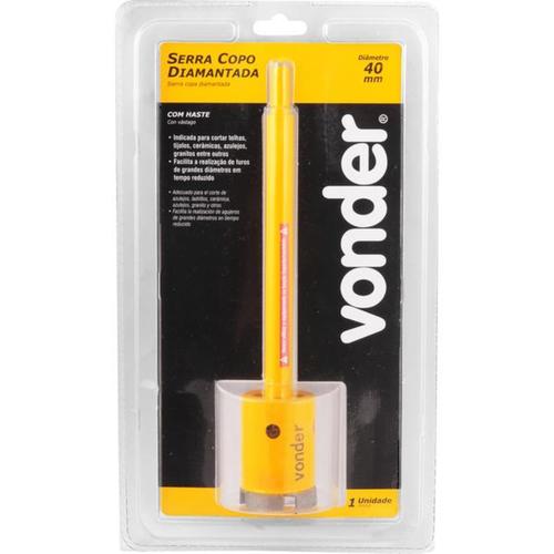 Serra copo diamantada 40 mm com haste de 3/8