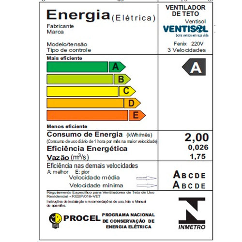 Ventilador de teto 3 ps branco - Fnix  220V