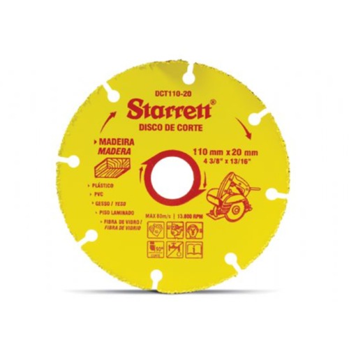 Disco de corte para madeira em tungstênio 110 x 20 mm - DCT110-20 Disco de corte para madeira em tungstênio 110 x 20 mm - DCT110-20