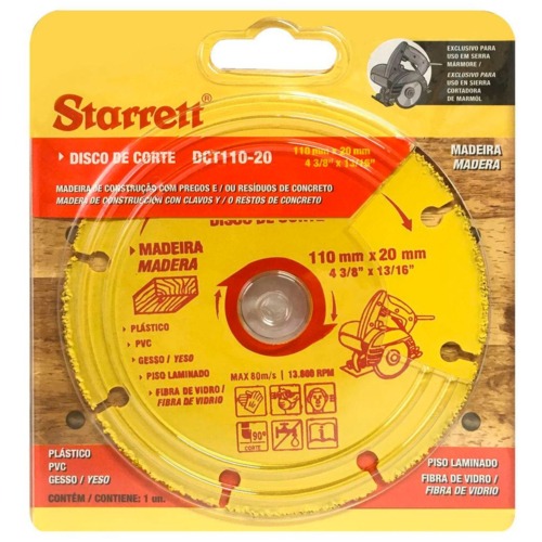 Disco de corte para madeira em tungstênio 110 x 20 mm - DCT110-20 Disco de corte para madeira em tungstênio 110 x 20 mm - DCT110-20