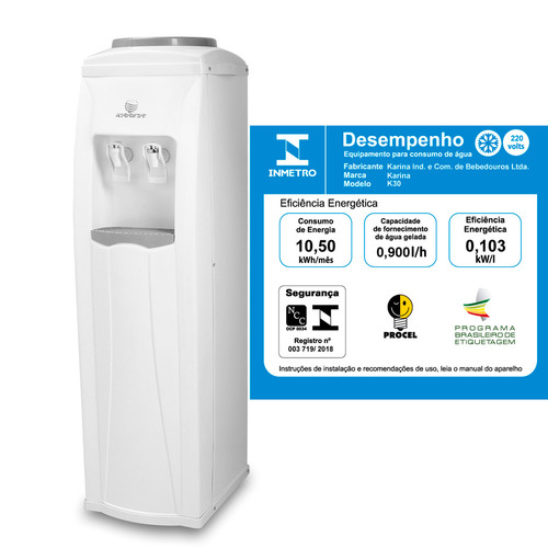 Bebedouro de coluna refrigerado por compressor branco - K30  220V