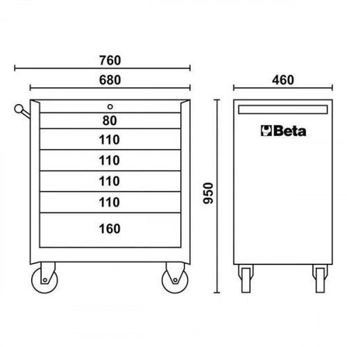 Carrinho para ferramentas 6 gavetas laranja - CO4-BOX