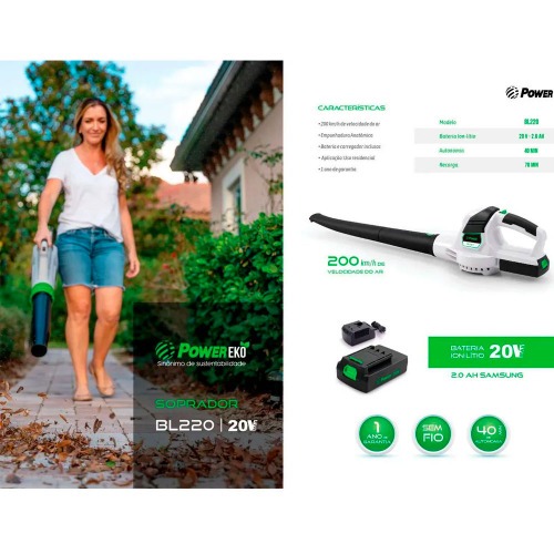 Soprador de folhas a bateria 20 volts - BL220  110V/220V