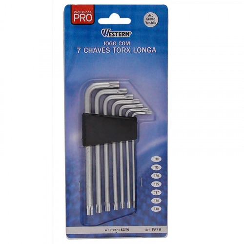 Jogo de chave hexalobular T10 a T40 com 7 pe�as