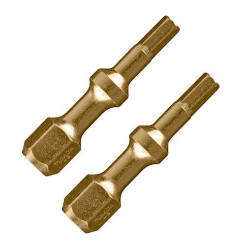Bits hexagonal de toro H3 encaixe 1/4 x 30 mm 2 peas - Impact Gold