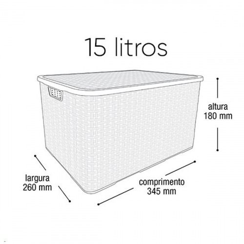 Caixa organizadora com tampa 15 litros - Rattan Caixa organizadora com tampa 15 litros - Rattan