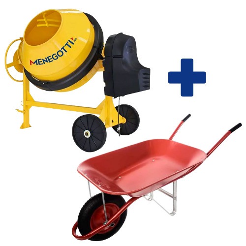 Kit Betoneira 400 litros 2 hp monofásica + Carrinho de mão caçamba metálica 45L 220V Kit Betoneira 400 litros 2 hp monofásica + Carrinho de mão caçamba metálica 45L 220V