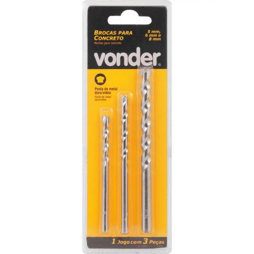Jogo de brocas para concreto 5 a 8 mm com 3 peas  