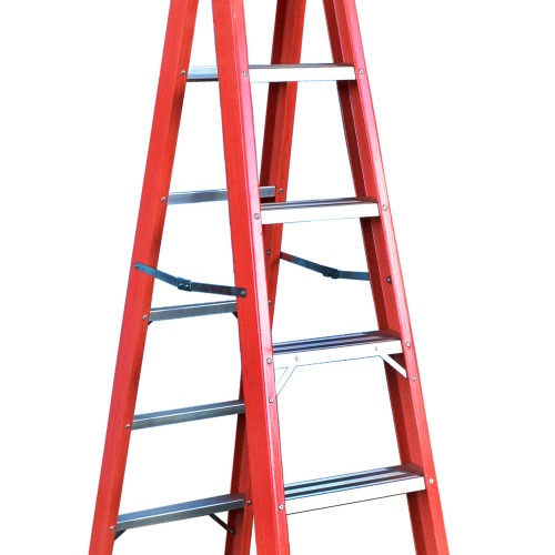 Escada tesoura dupla em fibra de vidro 6 degraus 1,80 m - Profissional Escada tesoura dupla em fibra de vidro 6 degraus 1,80 m - Profissional