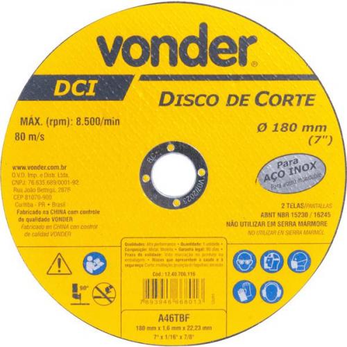 Disco de corte 180 x 1,6 x 22,23 mm DCI INOX Disco de corte 180 x 1,6 x 22,23 mm DCI INOX
