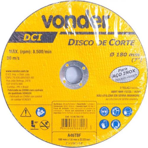 Disco de corte 180 x 1,6 x 22,23 mm DCI INOX Disco de corte 180 x 1,6 x 22,23 mm DCI INOX