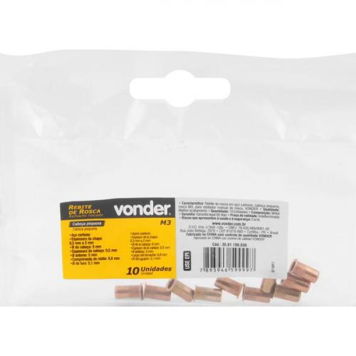 Rebite de rosca a�o carbono cabe�a pequena rosca M3 - 3581100030