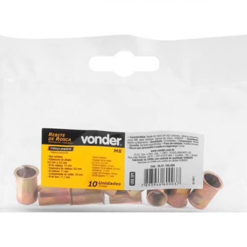 Rebite de rosca ao carbono M8 x 18 mm cabea pequena