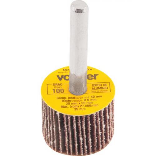 Roda de lixa 25 mm x 20 mm com haste grão 100 Roda de lixa 25 mm x 20 mm com haste grão 100