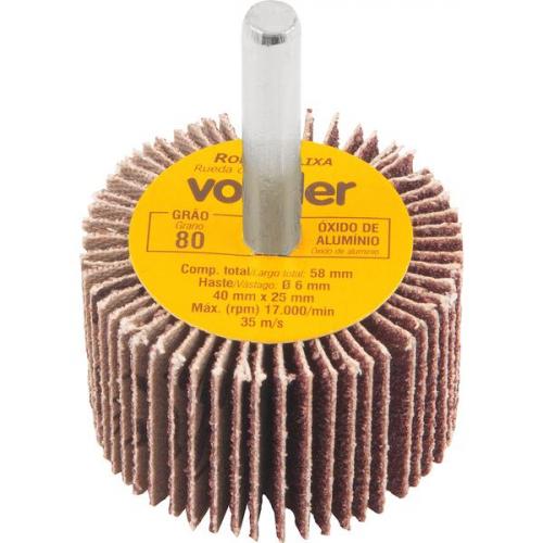 Roda de lixa 40 x 25 mm com haste grão 80 Roda de lixa 40 x 25 mm com haste grão 80
