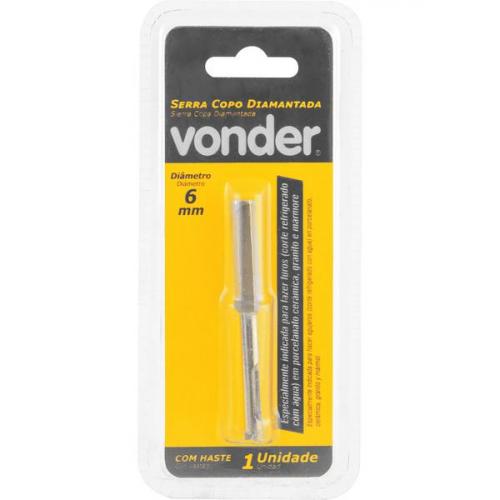 Serra copo diamantada 6 mm refrigerada com haste de 6,3 mm 