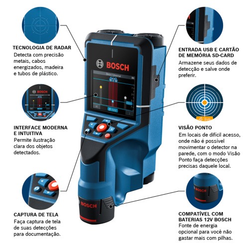 Detector de materiais com profundidade de 20 cm - D-TECT200C