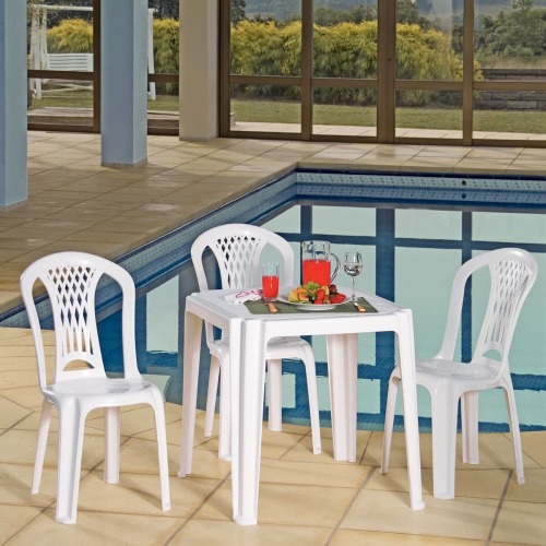 Cadeira pl�stica sem bra�os branca - Laguna