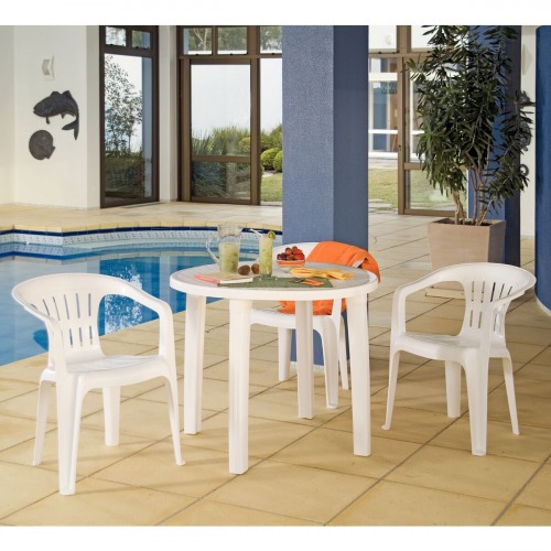 Cadeira plstica com braos branca - Atalaia