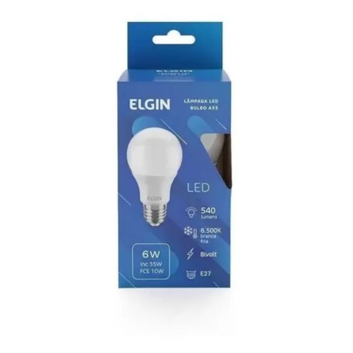 Kit 10 L�mpadas led bulbo 6W 540 l�mens branca fria - A55  110V/220V