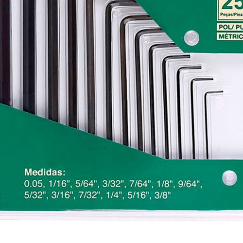 Jogo de chave allen 0,7 a 10 mm e 3/64