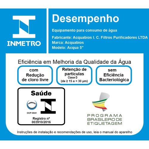 Filtro purificador de �gua com refil Carbon block branco - Acqua 5