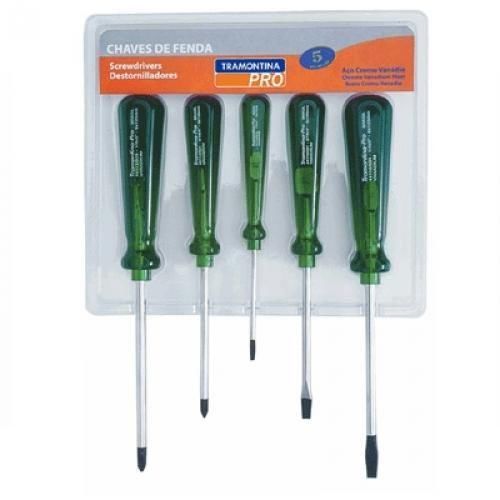 Jogo de chave de fenda e phillips com 05 peas ao cromo vandio