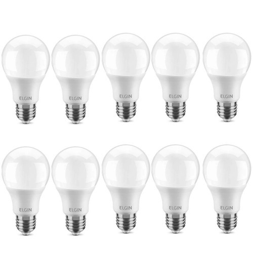 Kit 10 L�mpadas led bulbo 6W 540 l�mens branca fria - A55  110V/220V