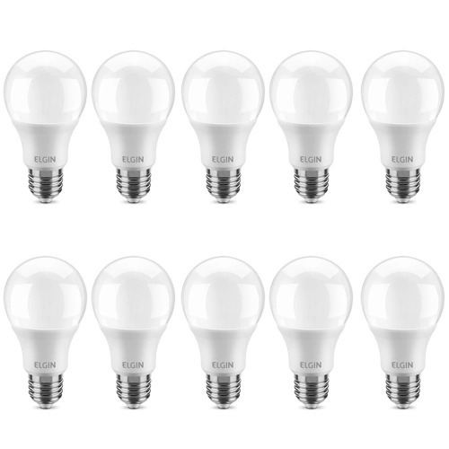 Kit 10 L�mpadas led bulbo 9W 810 l�mens branca morna - A60  110V/220V