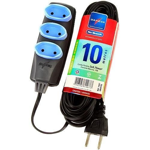 Extens�o el�trica 10 metros 2 x 0,75 mm 2P 10A - NO SHOCK