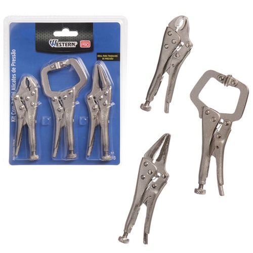 Alicate de press�o jogo com 3 pe�as - V-3