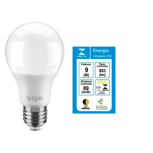 Kit 6 Lmpadas led bulbo 9W 810 lmens branca fria - A60  110V/220V