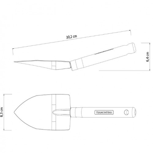 Pazinha larga com cabo de madeira