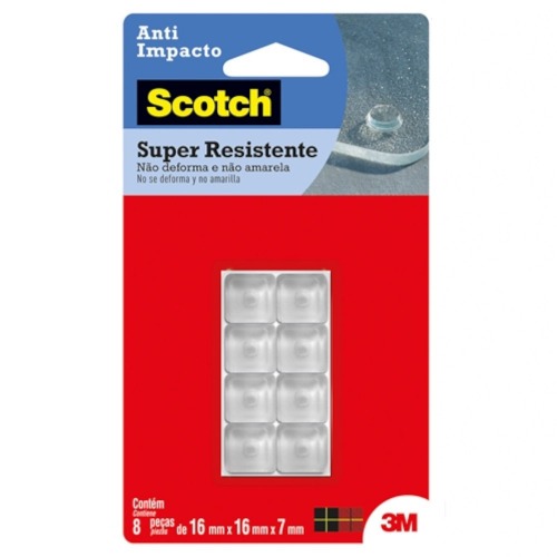 Protetor adesivo anti-impacto quadrado 16 mm com 8 unidades