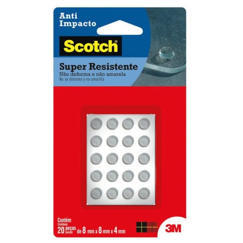 Protetor adesivo anti-impacto redondo 8 mm com 20 unidades