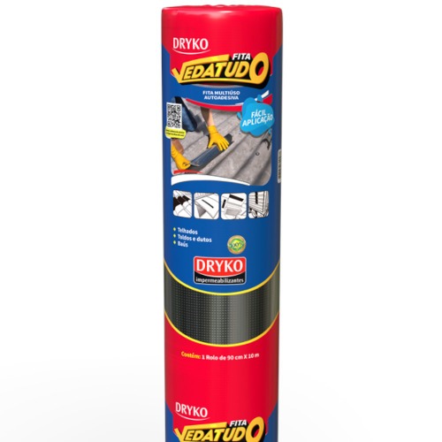 Fita manta asf�ltica auto adesiva aluminizada multiuso 90 cm x 10 m - Vedatudo
